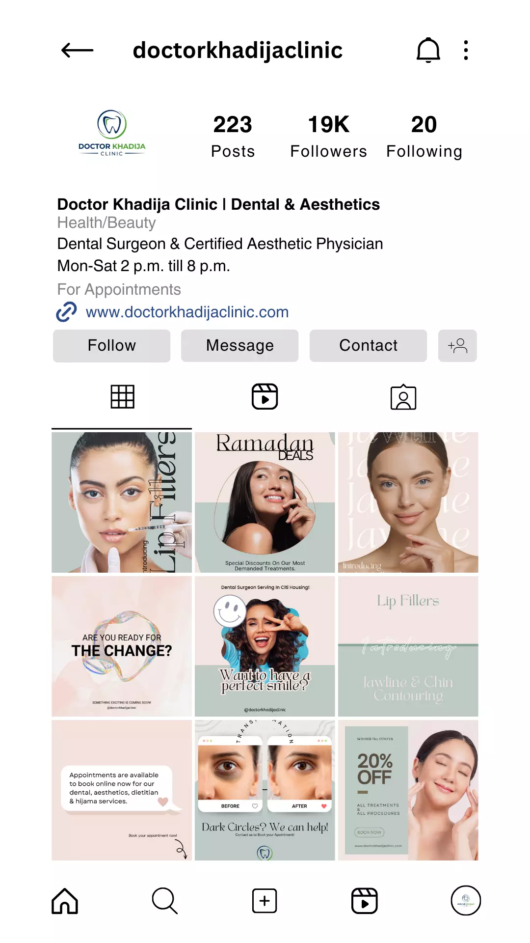Dental Clinic Instagram Profile Grid View After Transformation